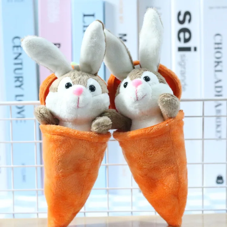 

15cm Cartoon Cute Carrot Rabbit Plush Keychain Pendant Creative Kawaii Animals Bunny Stuffed Plush Toys Kids Festivals Gifts