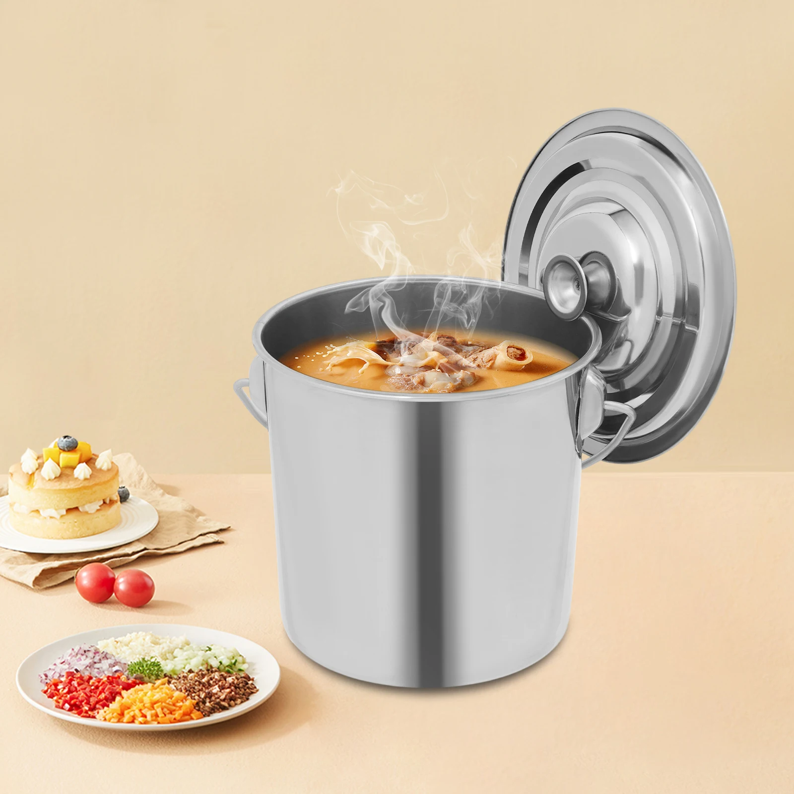 6l/12l/20l Großraum-Eimer aus lebensmittelechtem Edelstahl, verdickt 1,6 mm, mit Deckel und Griff, verhindert Leckagen, hitzebeständig, zum Kochen, Aufbewahren von Milch, Ölen, Ghee, Wein und anderen Flüssigkeiten. – Detail 13