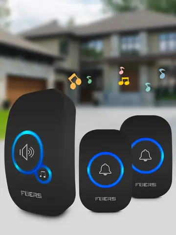 Fuers Wireless Doorbell Waterproof Welcome Chime Home Door Bell Intelligent 32 Songs Smart Alarm With Battery For Store Hotel