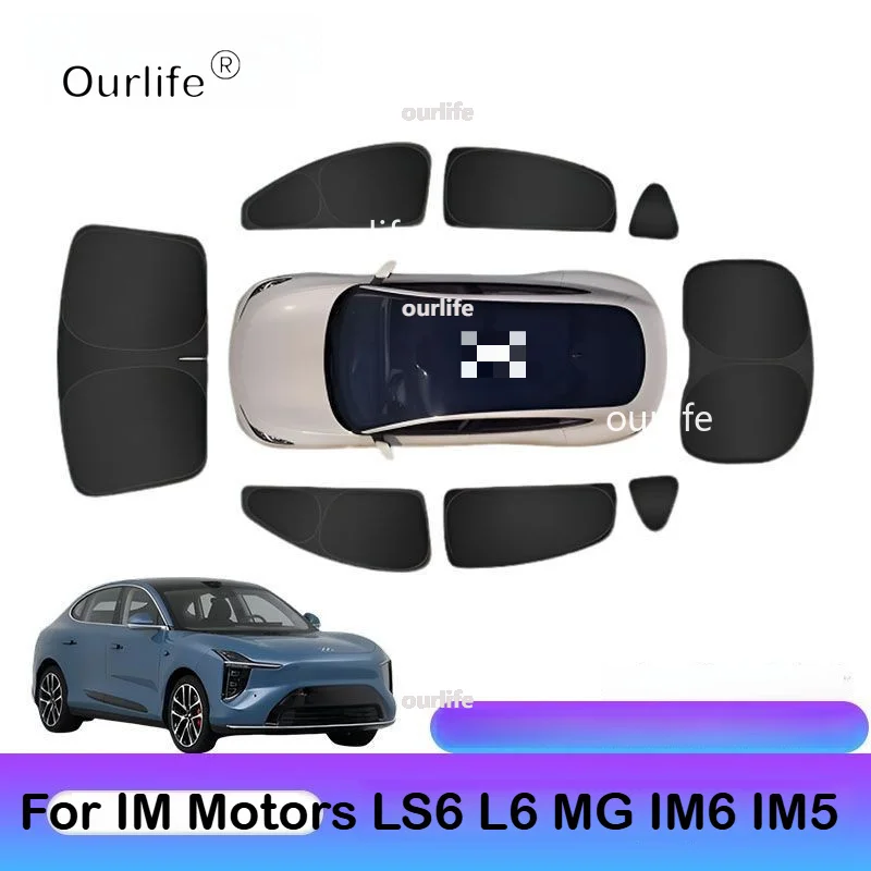 For IM Motors LS6 MG IM6 2026 2025Car Black Sunshade Side Window Privacy Curtains Front Rear Sunscreen Heat Insulation Sunshield