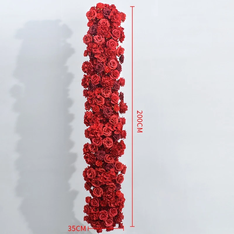 Großhandel Künstliche Rosenblumenreihe Seidenblumen-Läufer Hochzeitstisch-Mittelstück Bogen-Hintergrund Wand Bühnen-Event-Party-Dekoration – Detail 7