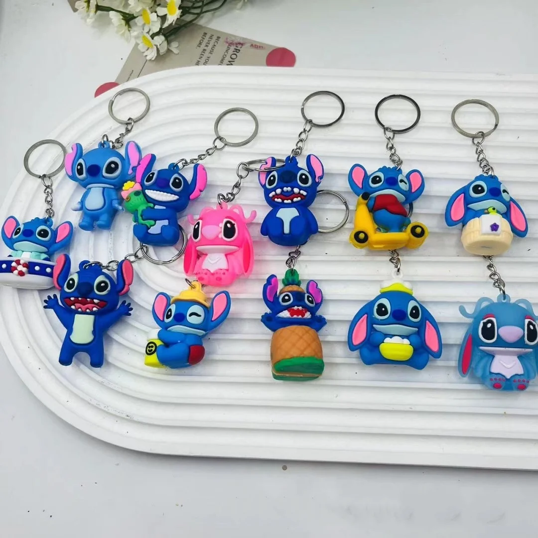 10 pçs aleatório disney lilo ponto anime figuras ação figura chaveiros ornamento pendente bonecas coleção modelo ponto crianças brinquedos