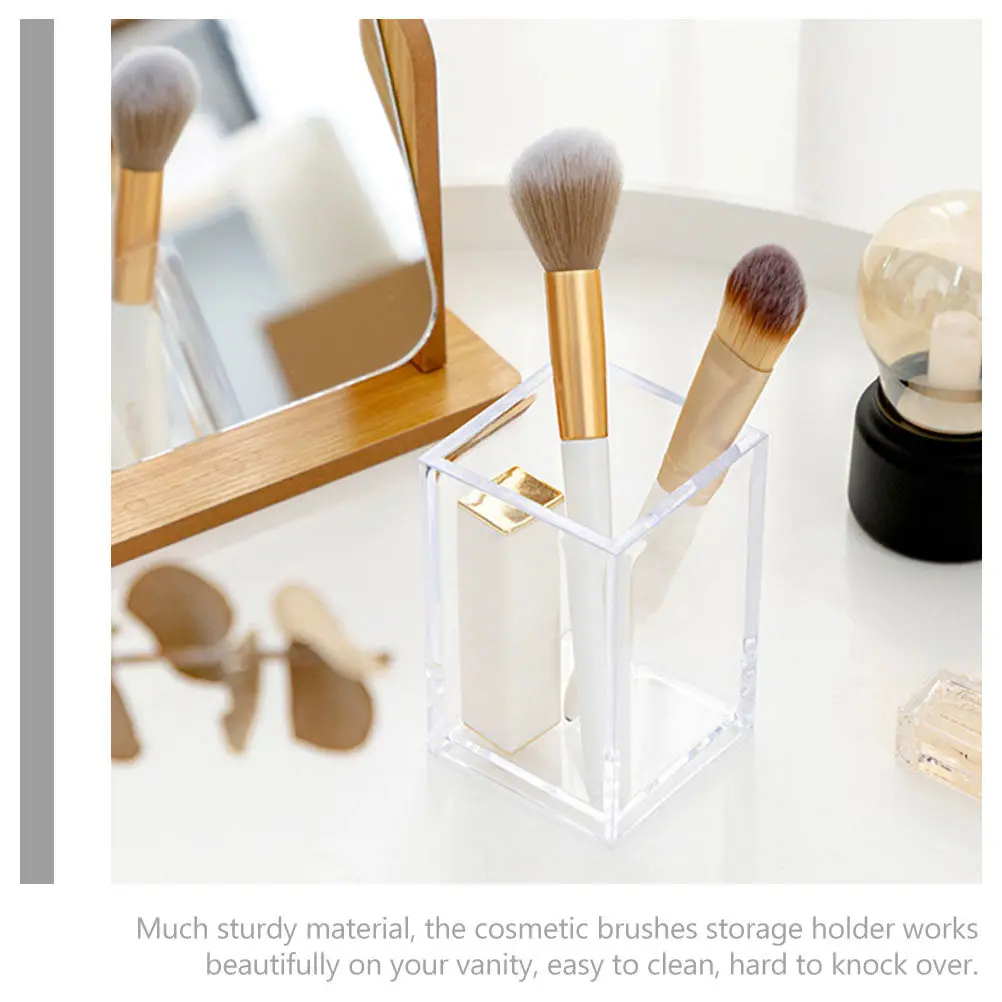 

Набор из 2 органайзеров для кистей для макияжа, акриловая настольная подставка для ручек, коробка для хранения для дома и офиса, футляр для кистей