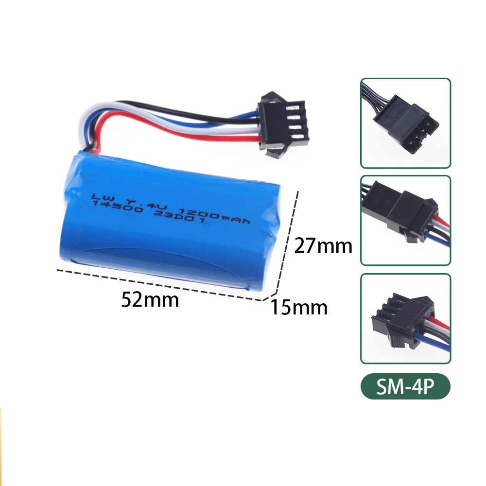 7.4V Li-ion Battery for Electric Toys Water Bullet Gun Spare Parts 2S 7.4 V 1200mah 14500 Battery for RC toys Cars Tanks Robots