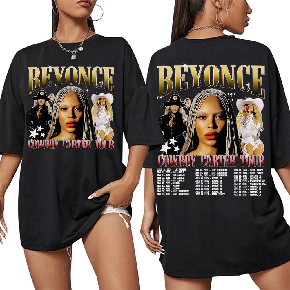 Beyonce Cowboy Carter New Album T Shirts Women Men\'s Vintage Cotton Oversized T Shirt Harajuku Clothing Streetwear Girls T-shirt