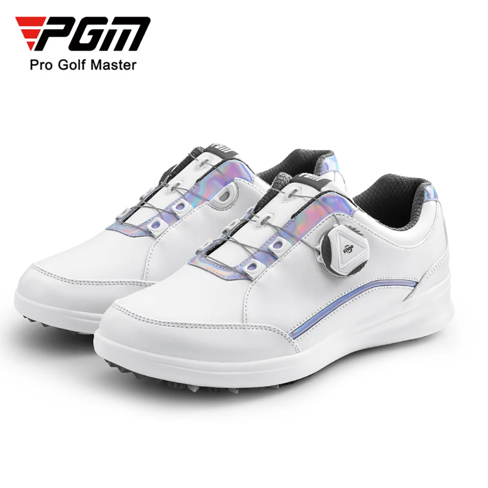 

2022 PGM Golf Shoes Knob Shoelaces Women's New Waterproof Shoes Super Fiber Colorful Anti Sideslip Swirl Sneakers