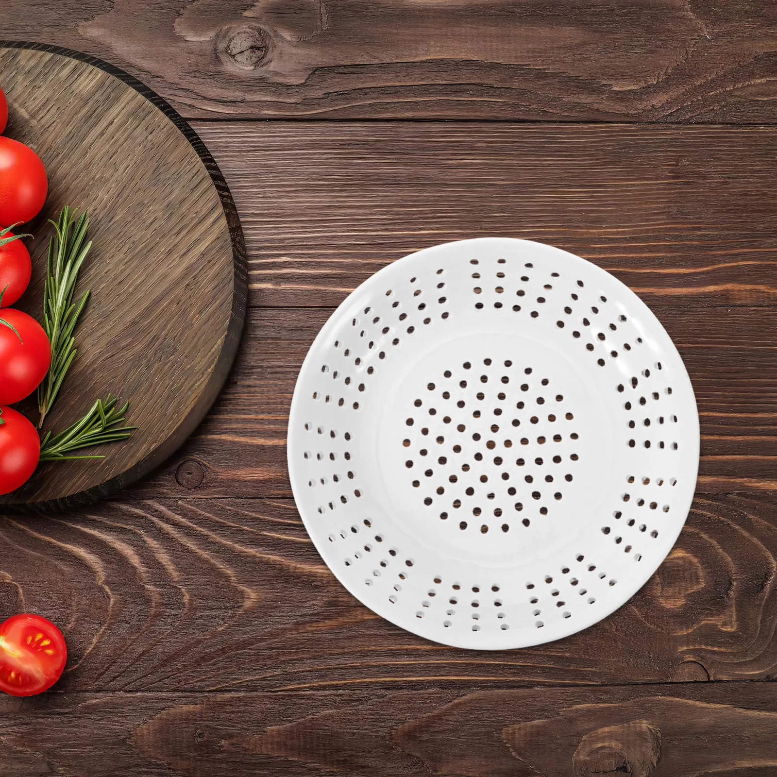 8 Inch Ceramic Steamer Plate with Air Holes Round Porcelain Steam Tray for Fish Dumplings Vegetables Rice Cooker Wok Pot