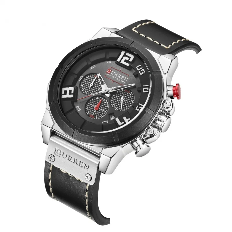 Curren 8287 مقاوم للماء كوارتز التقويم الرجال حزام ساعة عادية