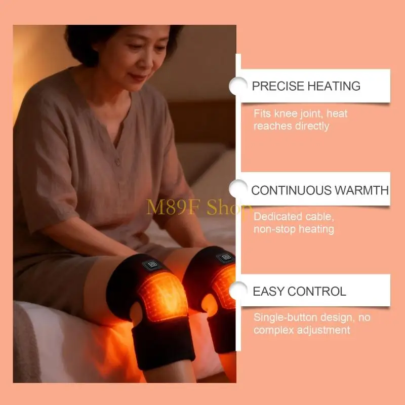 M89F Heating Knee Support with Vibrating Massage and Heat Knee Wrap Heated Knee Warmer During Winter