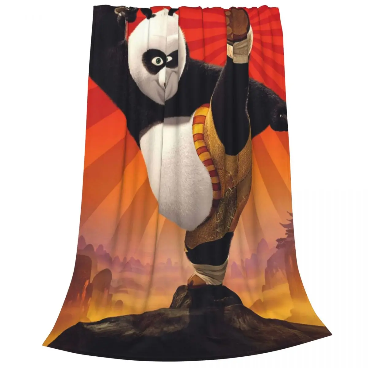 K-Kung Fu Panda Soft Flannel Throw Blanket Cozy and Lightweight Fleece Blanket for Home, Travel, and Outdoor Use All Year Round