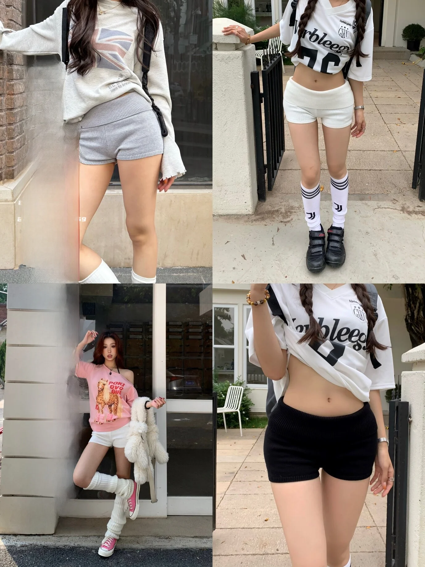 

American Retro Low Waist Knitted Short Pants Women's Summer Slimming Tight Hot Pants White Color Full Coverage Shorts