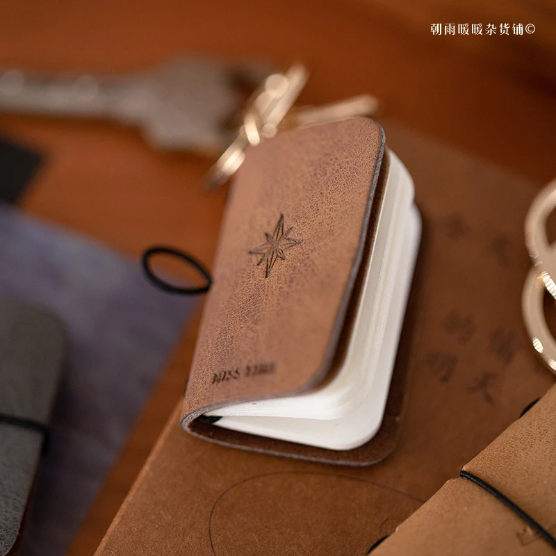 Retro Mini Notebook Tn Planner Portable Notepad Creative Keychain High-End Backpack Pendant Gift