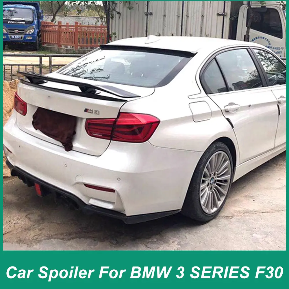 Carbon Fiber Patterned Appearance Universal Rear Trunk Iid Sar Spoiler Fins For BMW F30 3 Series 5 Series ABS Plastic Parts