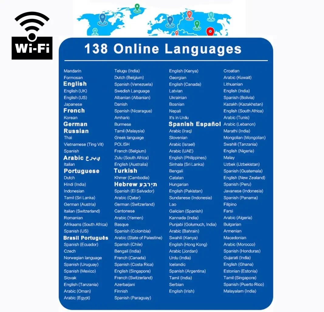 Offline portátil áudio inteligente tradutor, 138 idioma, em voz em tempo real, AI Voice, Photo Translator