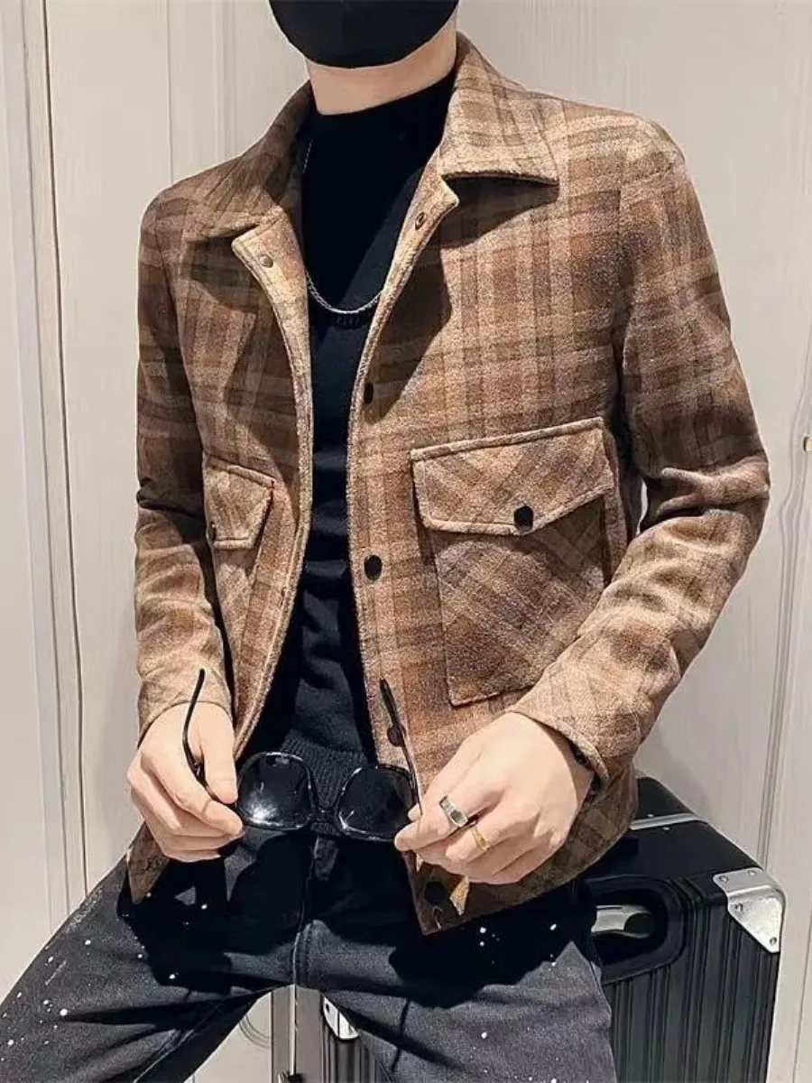 

2025 New Men's Woolen Jaet Thiened Cotton ort Sle Faionable Busin Casual V-Ne Coat Breathable All-Match Coat