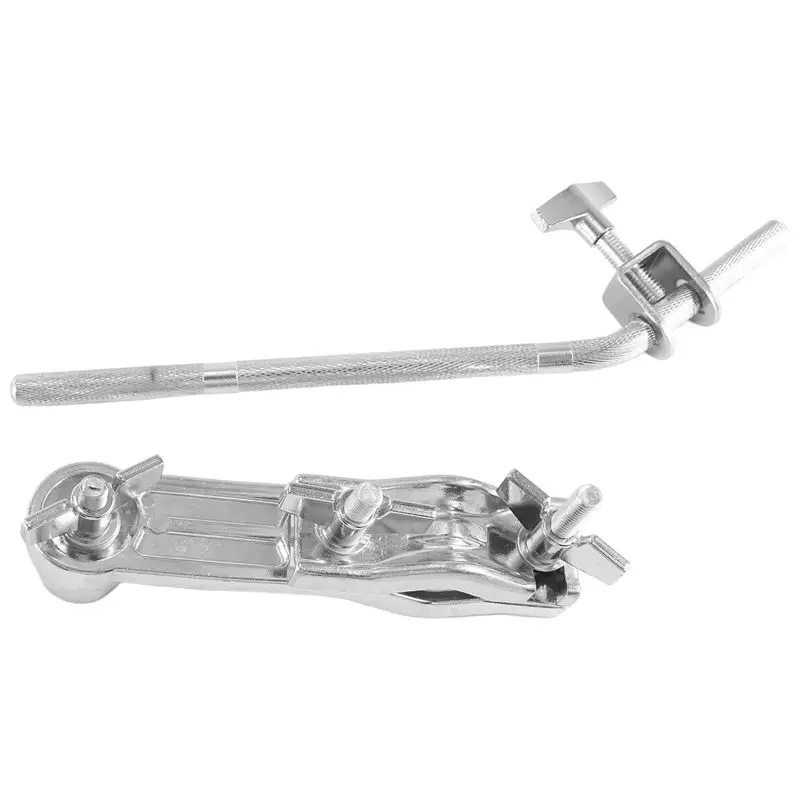 ABXI 1 Piece Cowbell Holder Cowbell Extension Clip Silver Cowbell Extension Rack Cowbell Retainer Lock Bent Drum Connection Bars