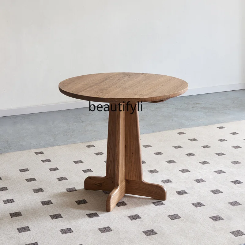 All Solid Wood Sofa Lounge Chair Homestay Balcony One Table Two Furniture Old Elm Wood Negotiation Table