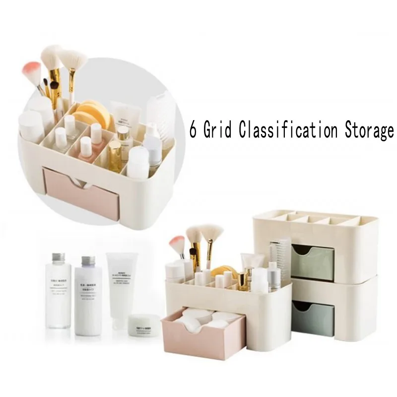 Makeup Organizer Storage Box with Drawer Cotton Swab Stick Storage Case Lipstick Organizer Brush Holder Makeup Acrylic Plastic