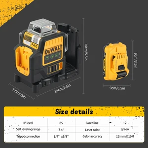 "2025 Nouveau!" DEWALT DW089LG 12 V laser horizontal 12 lignes 3 faces * 360 degrés lumière verte auto-nivelant outil de ligne t