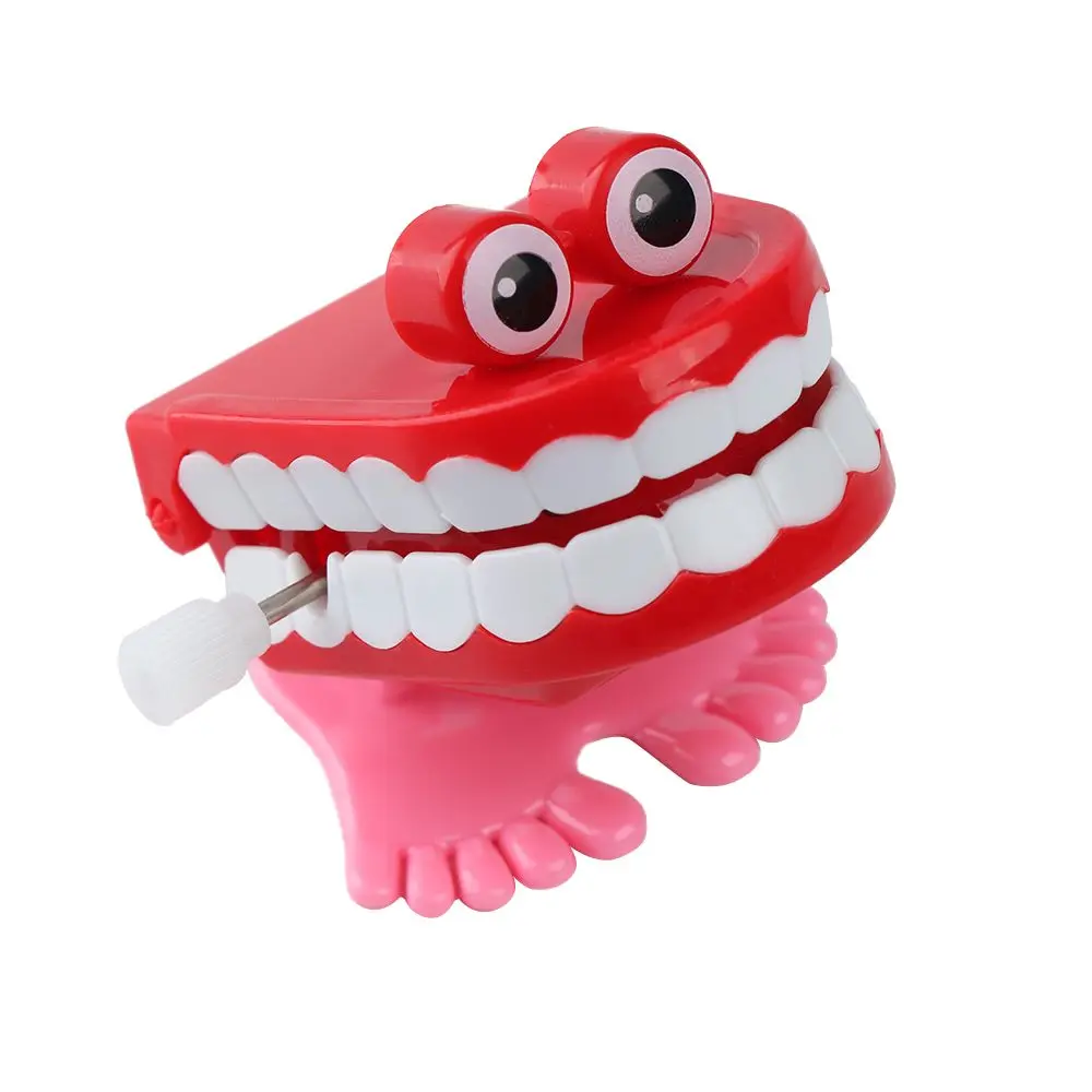 Cute for Baby Kids Plastic Chattering Funny Wind Up Clockwork Toy Babbling Denture Walking Teeth Shape Clockwork Toy