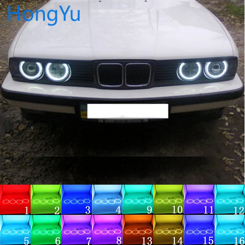 

for BMW E30 E32 E34 Accessories Latest Headlight Multi-color RGB LED Angel Eyes Halo Ring Eye DRL RF Remote Control