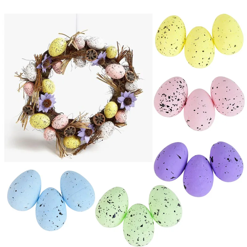 20Pcs Foam Easter Eggs 4cm Painted Bird Pigeon Eggs Happy Easter Decorations For Home Party DIY Craft Kids Gift Favor Easter Day