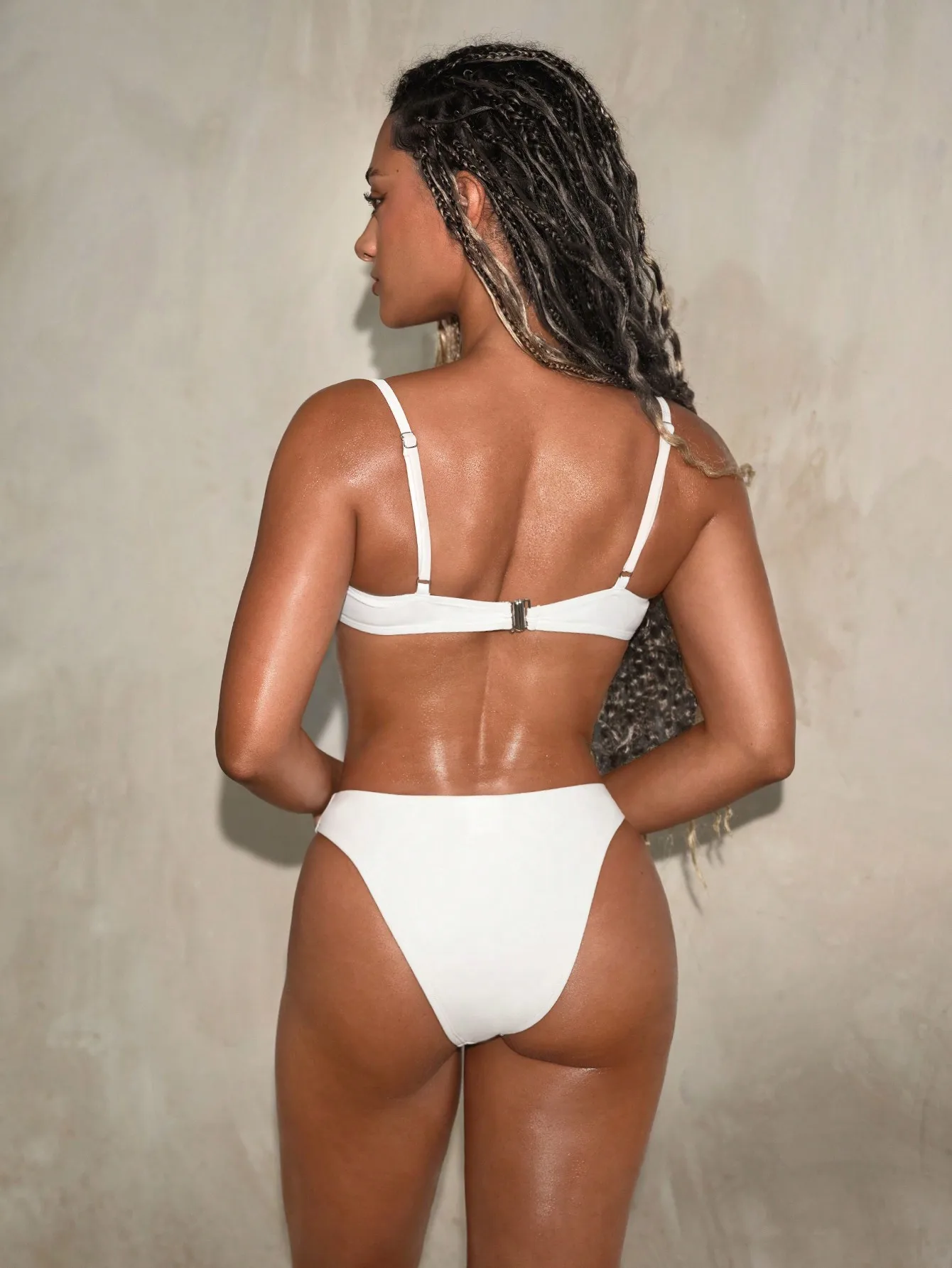 Euro-American foreign trade cross-border solid color metal decoration two-piece bikini set swimsuit ladies swimwear factory dire