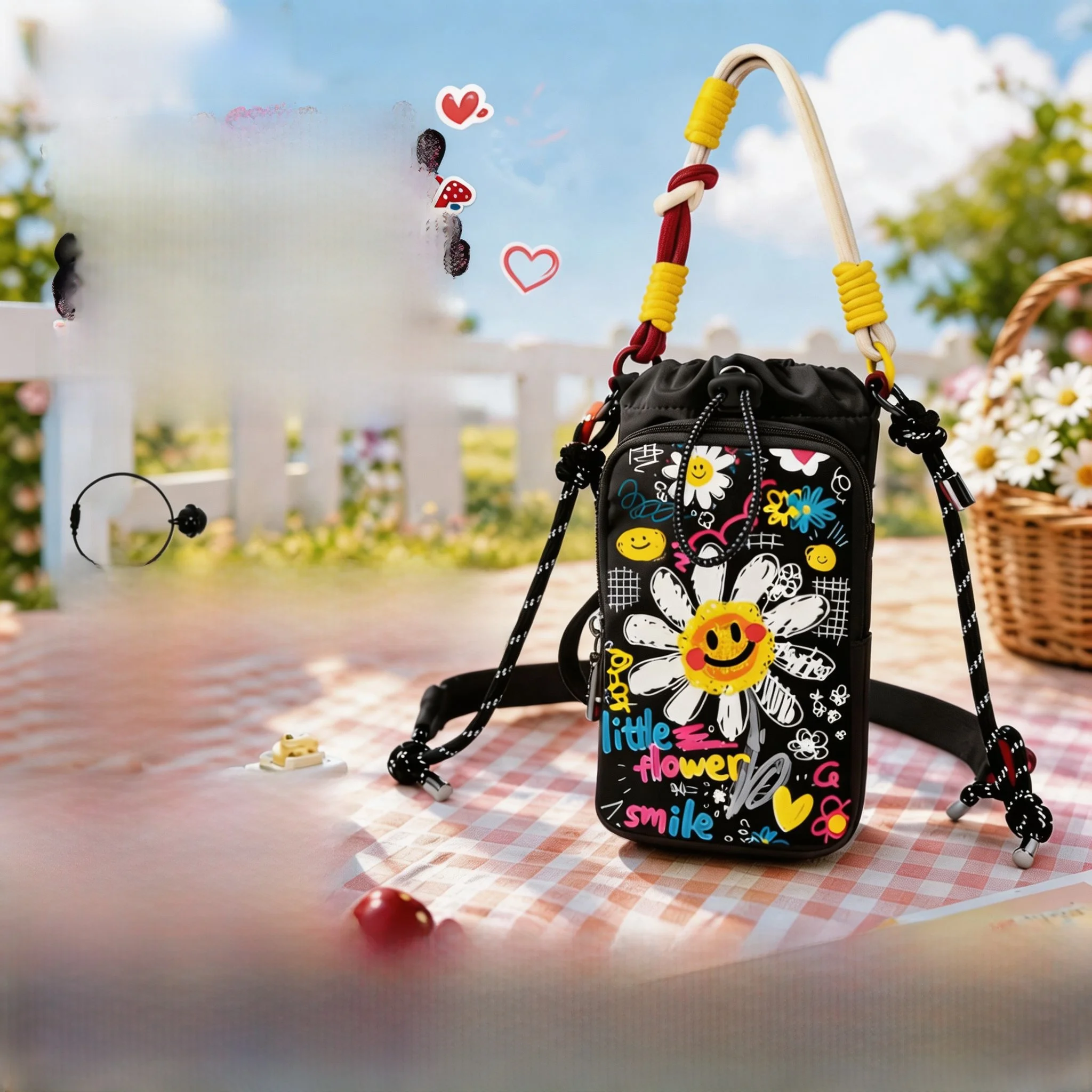 dopamine-graffiti-crossbody-women's-phone-bag-multi-functional-waterproof-lightweight-baby-carrier-commuter-water-cup-bag