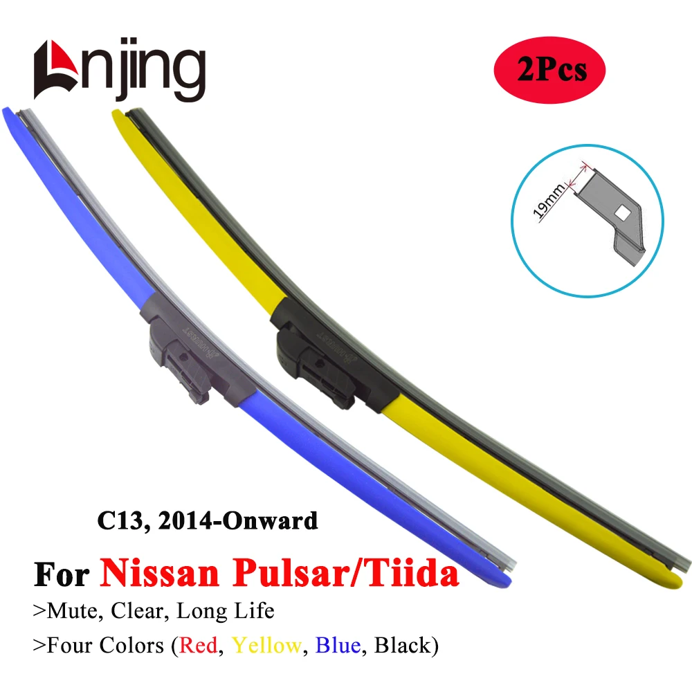 LNJING Colorful Wiper Blades For Nissan Pulsar TIIDA C13 Hatchback 2014 2015 2016 2017 2018 2019 2020 2021 2022 Car Accessories