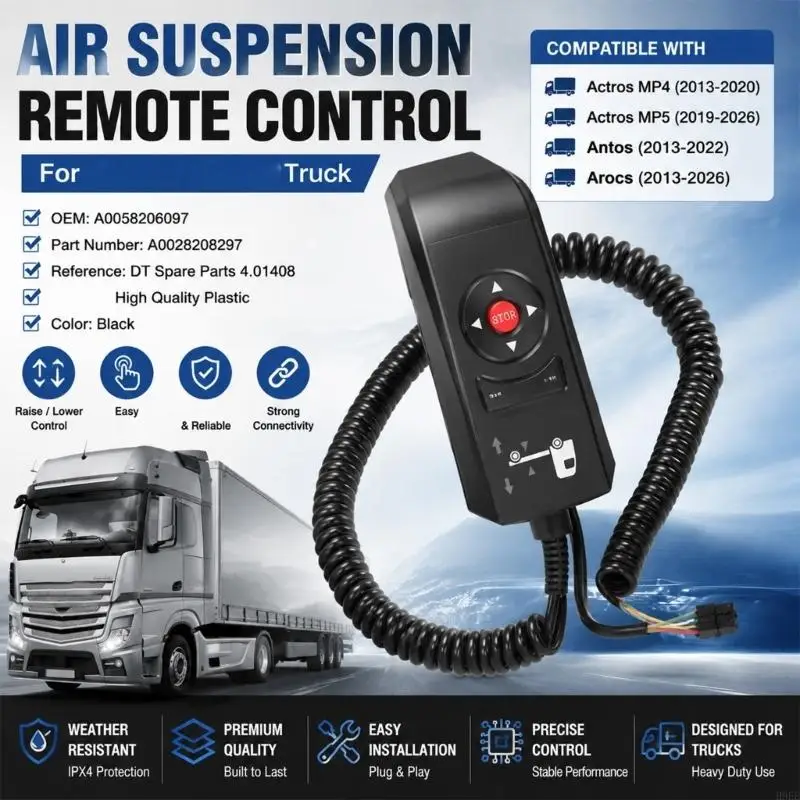 Truck Cab Suspension Height Remote Controller with Directional and STOP Buttons, Cable Connected Handheld Control for H9EE