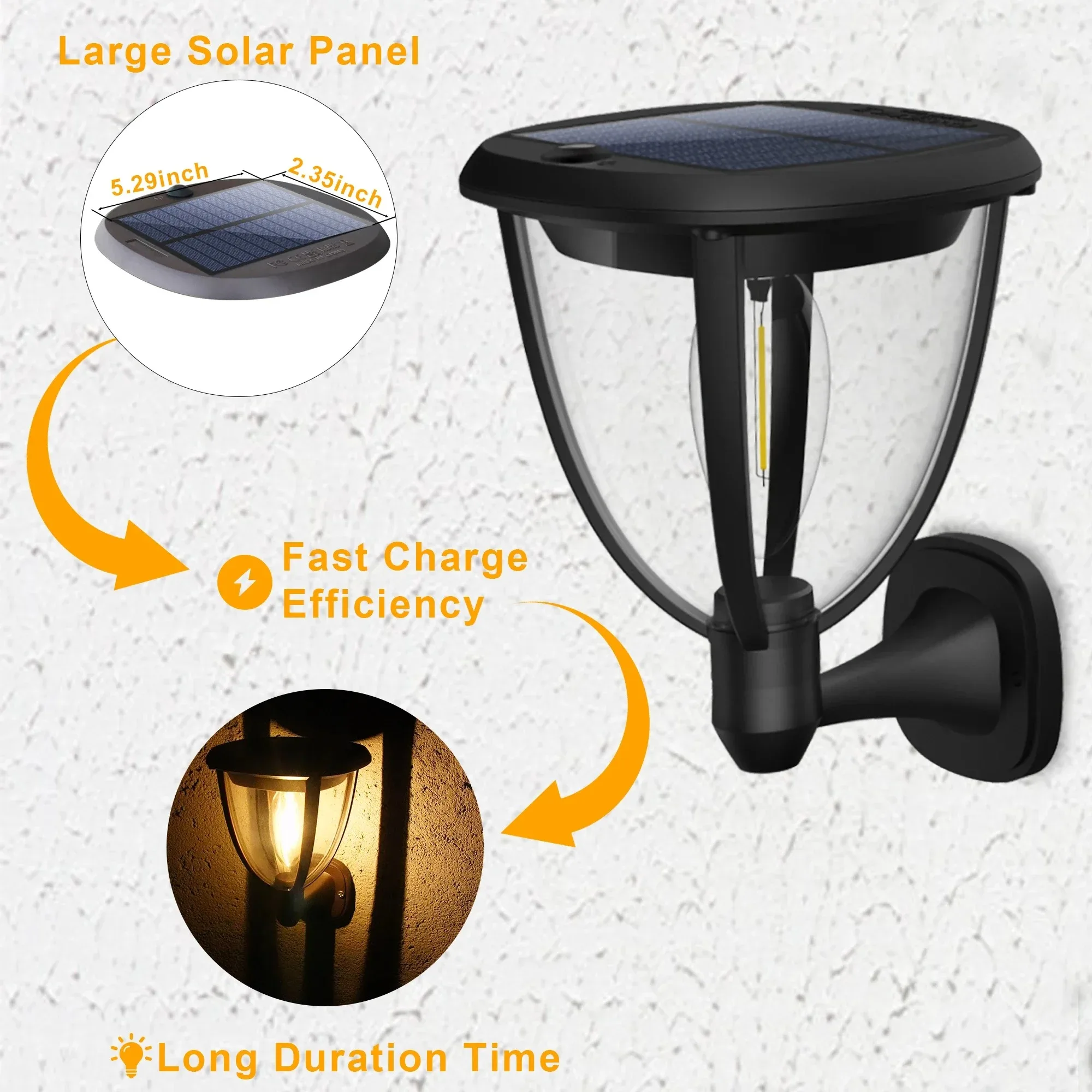 Solar Outdoor Garden Stigma LED Lights Waterproof Suitable for 360 ° Solar Outdoor RCON Lighting Lamp in Courtyards Garages