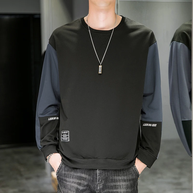 

Casual Long Sleeve round Neck Sweatshirt Men's Fashion Versatile Spring Autumn New Style Comfortable Polyester T-Shirt for Youth