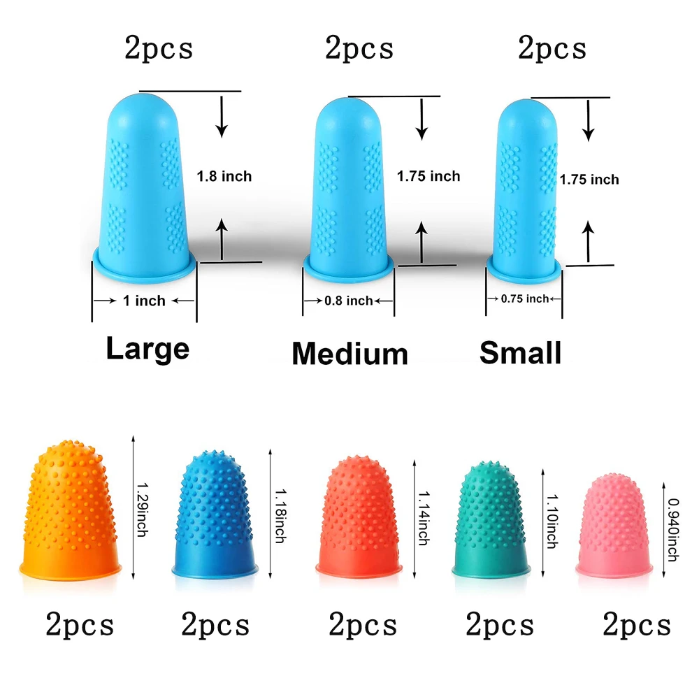 16PCS Silicone Thimble Finger Pads Assorted Colors Finger Protector Covers Rubber Finger Tips for Embroidery Paperwork Cutting