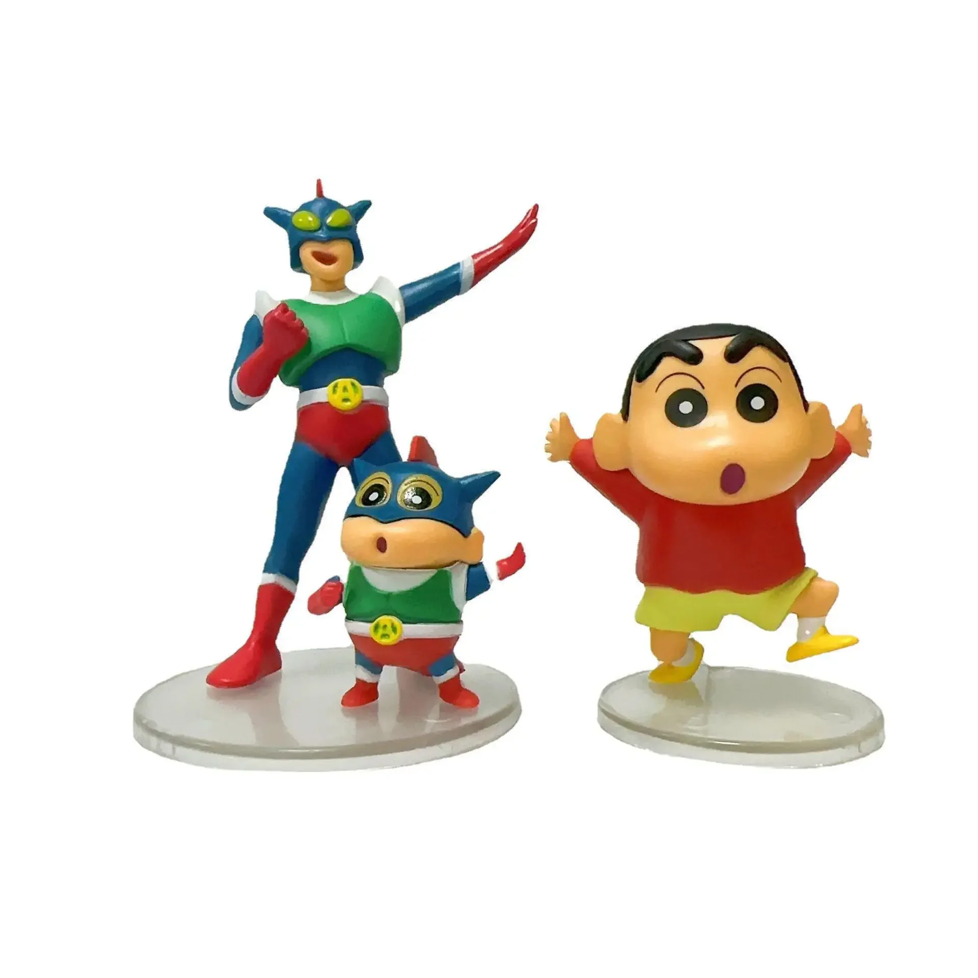 5 Crayon Shin chan figurines, Nohara Shinnosuke, Funny Dinosaur, Dynamic Superman Robot Doll Model Decorations