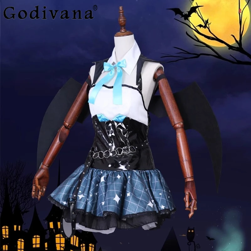 Halloween Party Wing Accessories Dress Set Women Anime Little Devil Cosplay Cosplay Uniform Dress Girls Horn Tail Sexy Dress