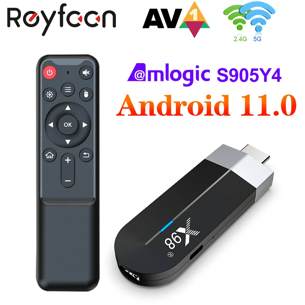 X98 S500 Amlogic S905Y4 Quad Core Android 11 TV Stick 4GB 32GB AV1 4K 60fps H.265 5G Wifi BT4.X X98 Dongle 2GB 16GB Set Top Box