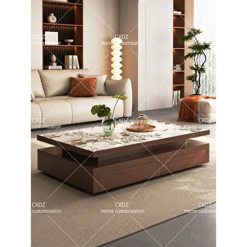 2026 New Rock Slab Coffee Table Modern Simple Rectangular Storage Small Apartment Living Room Home High End Coffee Table