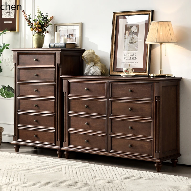 b2 American chest cabinet all solid wood living room side cabinet storage five six seven eight bucket drawer bedside cabinet