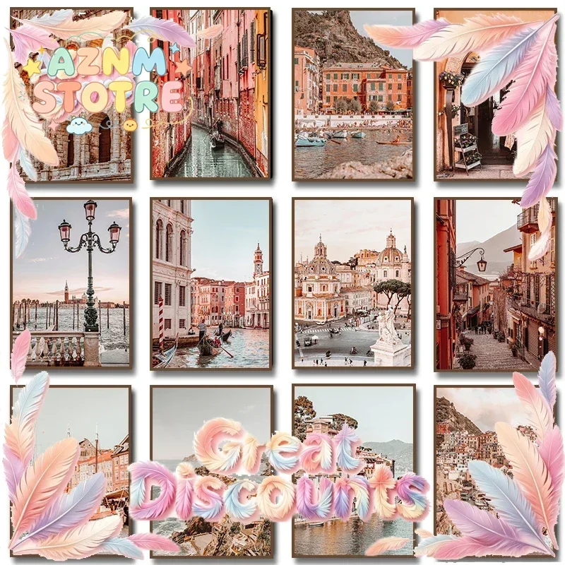 Italy Cinque Terre Vernazza Colorful Houses Venice Rome Travel Poster Wall Art Canvas Painting Prints for Living Room Home De