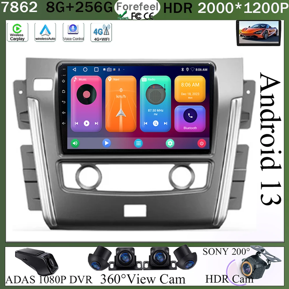 

For Nissan Patrol Y62 2010 - 2020 Multimedia Video Player Navigation Stereo Head Android WIFI HDR Screen No 2din dvd wireless