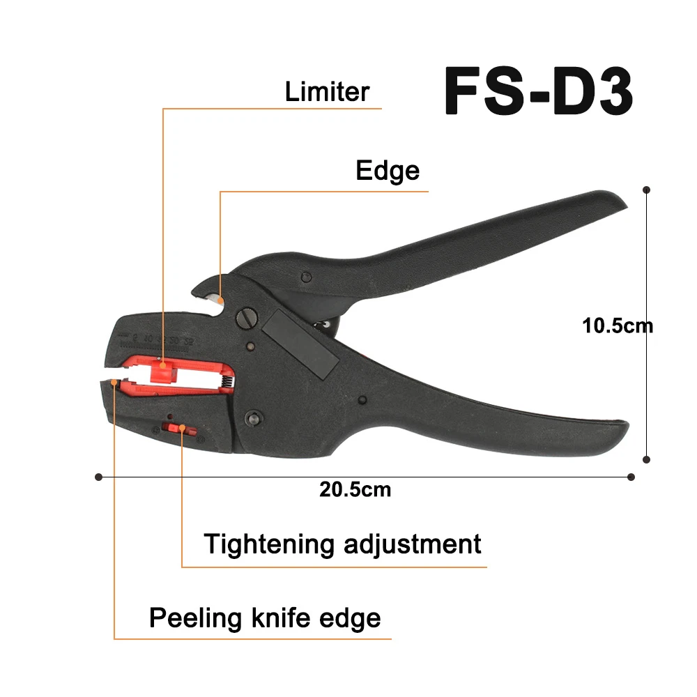 FS-D3 LB-1 FS-D4 Black Self-Adjusting insulation Pliers wire cutter Wire Stripper range 0.08-6.0mm Flat Nose 0.03-10mm2