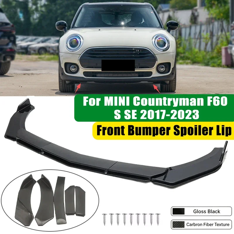 For MINI Countryman F60 S SE 2017- 2023 5Pcs ABS Car Front Bumper Lip Spoiler Splitter Body Kit Canard Tuning Accessories