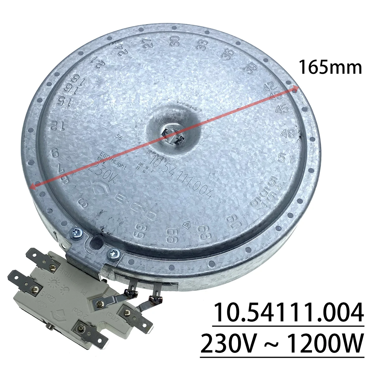 EGO 10.54111.004 Ceramic Hob Hotplate Parts Heating Element Range / Oven / Stove Surface Burner Assembly 230V~1200W