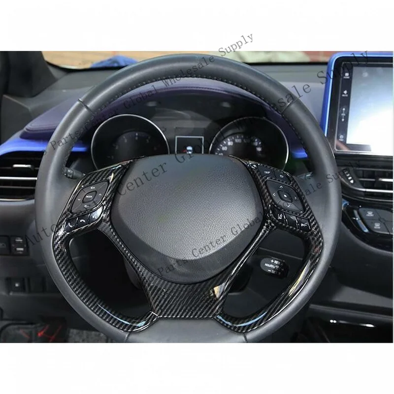 L+ For Toyota C-HR 2018-2022 ABS Carbon Fiber look Steering Wheel Trim Frame