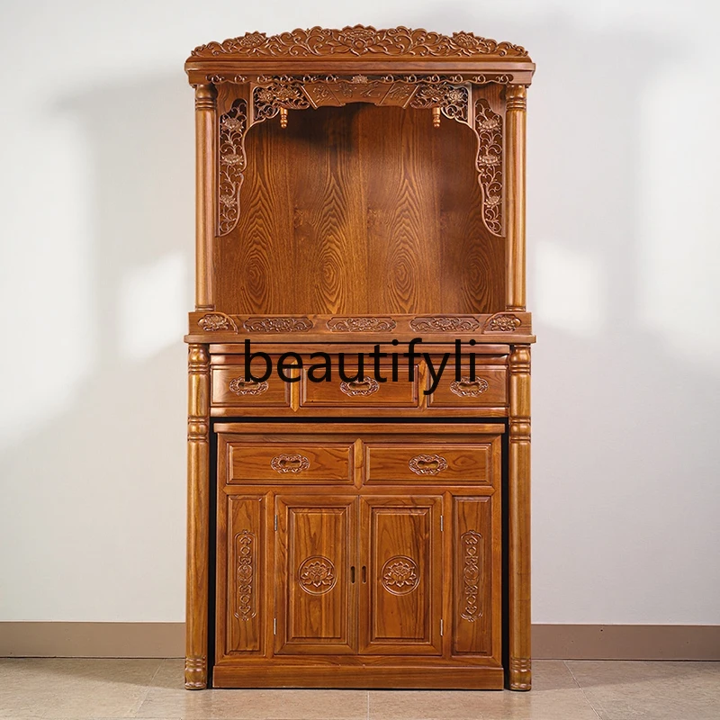 Household solid wood Buddhist niche cabinet for table, for Taiwan New Chinese-style Guanyin Buddhist cabinet Modern and simple
