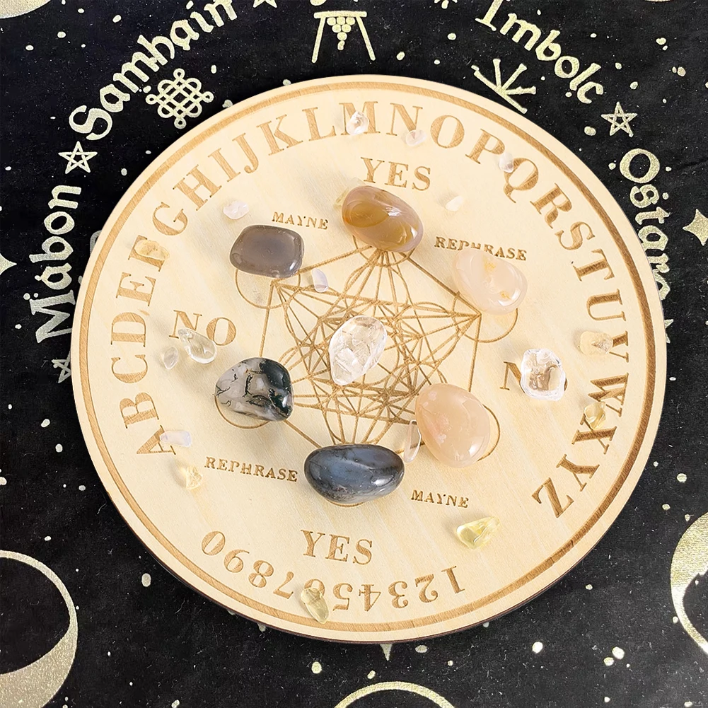 Planche à pendule en bois gravée Metatron, alphabet magique, plaque message métaphysique, cérémonie d'autel Wiccan, décoration d'intérieur