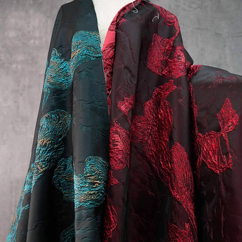 Telas jacquard tejidas de color en relieve de flores grandes abstractas Retro de 1 yarda para patchwork DIY abrigo, prendas de vestir exteriores, traje, tela de diseñador de bolsos