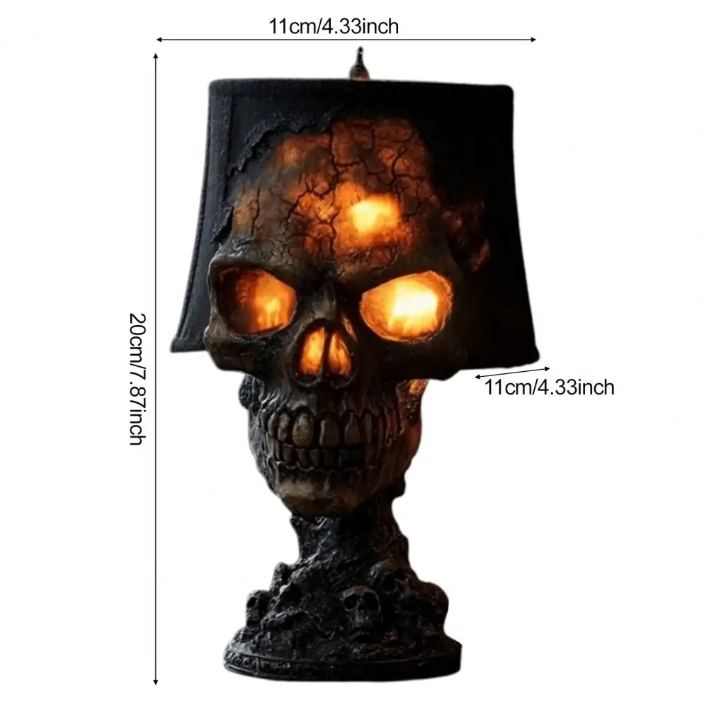 Halloween Lava Stone Skull Lamp Skull Desk Lamp with Spooky Led Light for Halloween Party Mantel Decoration Unique Room Accent - view 6