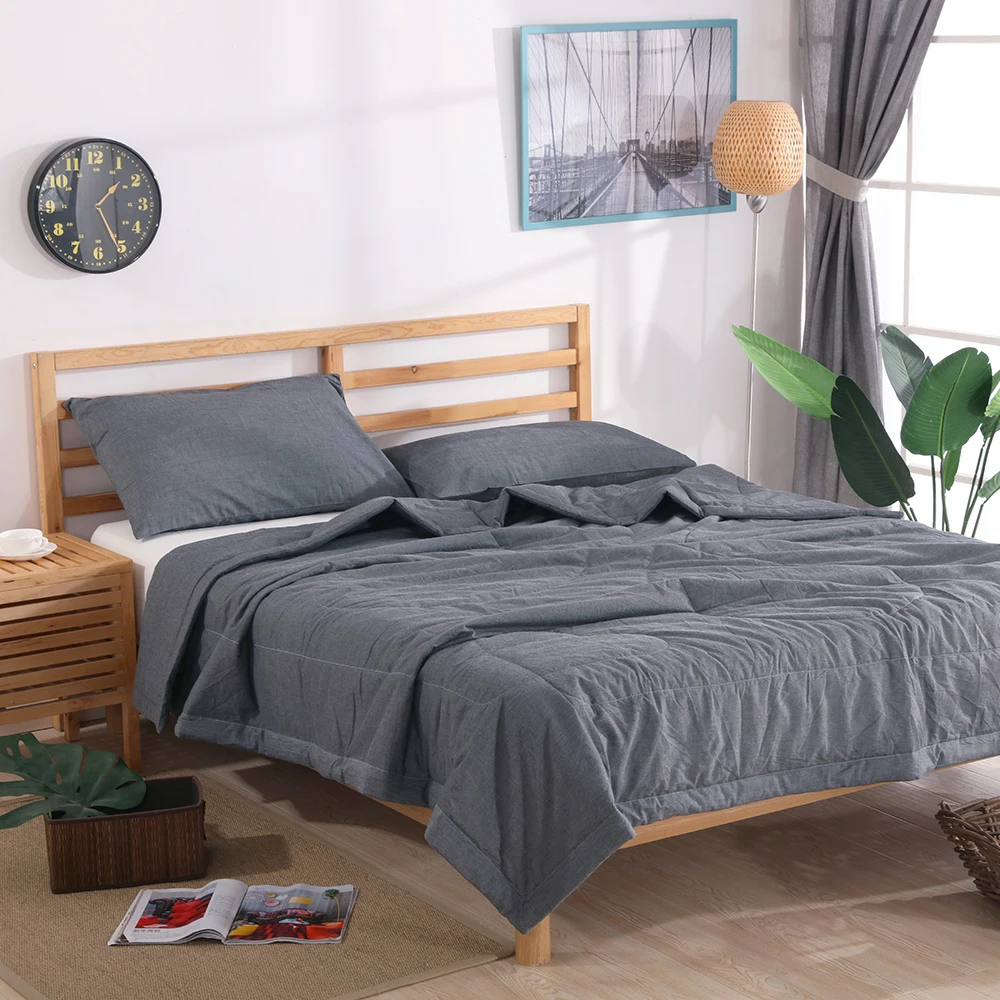 Summer Lightweight Comforter Set,Thin Quilt ,100% Washed Cotton,Machine Washable,Soft Comfy Breathable Can Sleep Naked