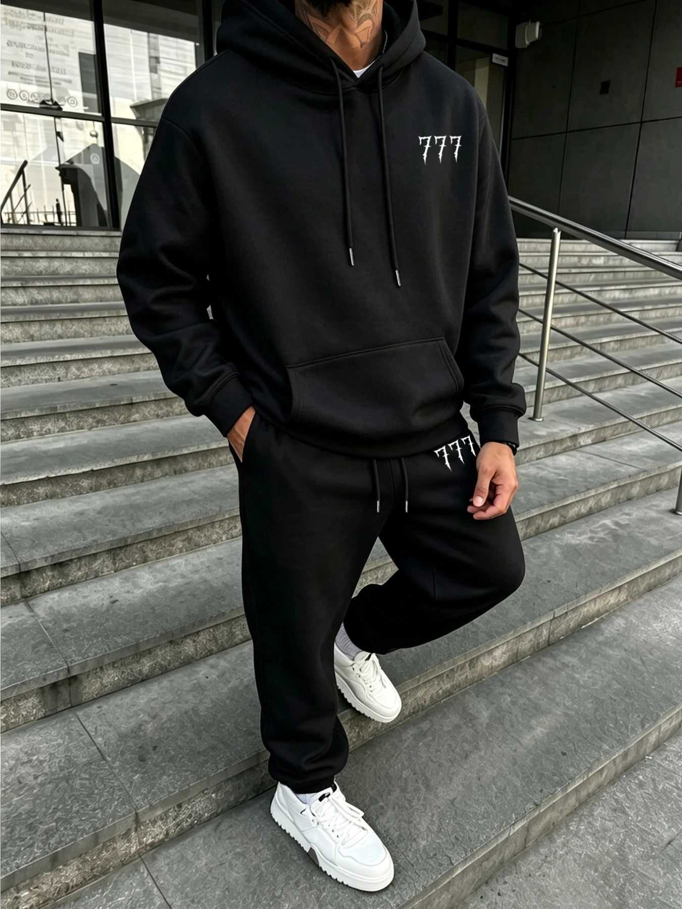 2026 New Men Hoodie 2‑Piece Tracksuit, Casual Autumn Winter Streetwear Daily Outfit Unisex